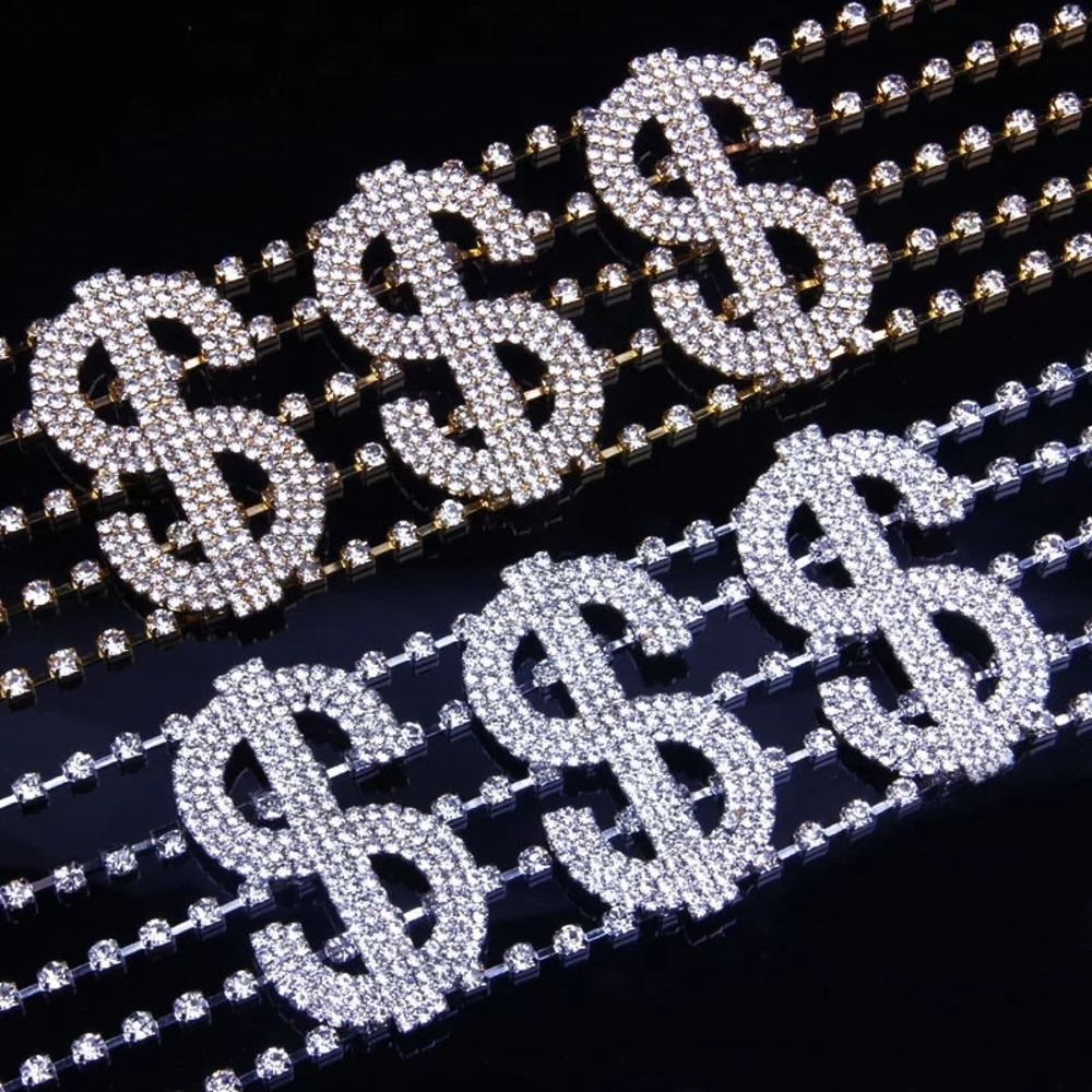 Dollar Sign Rhinestone Necklace - Picture 4 of 5
